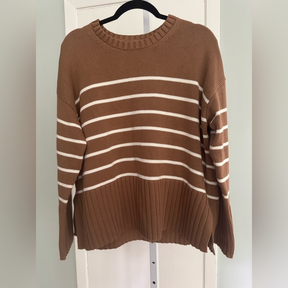 GAP Brown and White Crew Neck Sweater Nautical Stripes